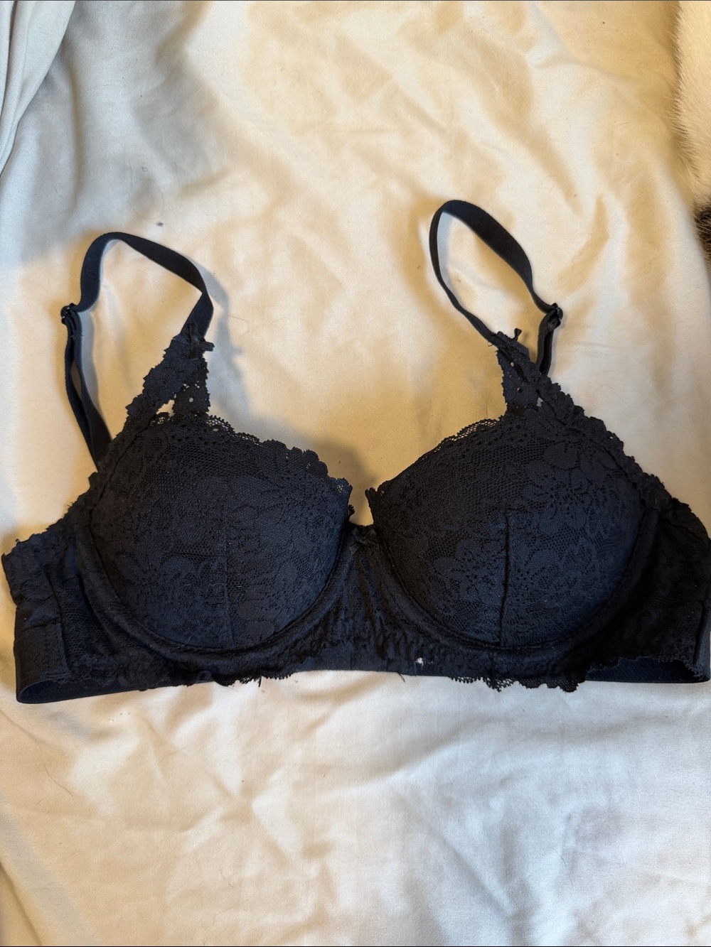 Victoria's Secret Black Lace Underwire Bra - Floral Detail